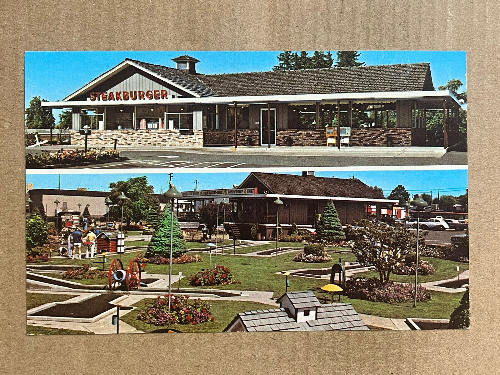 Postcard Vancouver WA Steakburger & Hazel Dell Golf-O-Rama Vintage Roadside