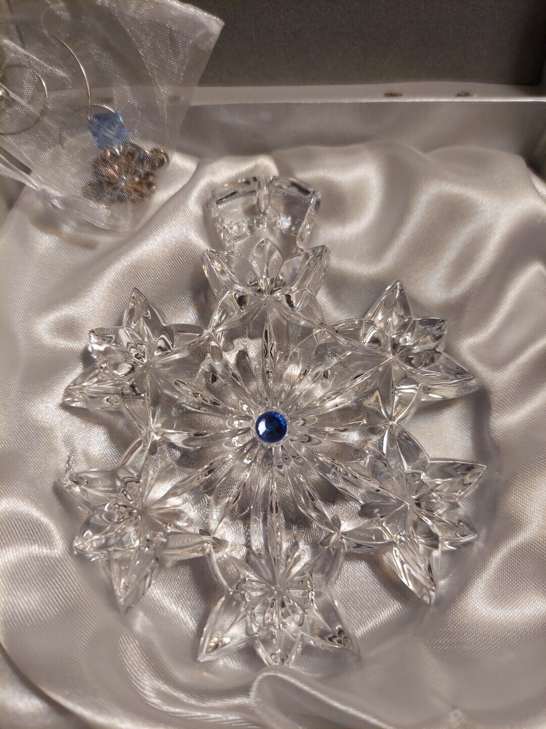  WATERFORD Crystal Snowflake Wishes Happiness Christmas Ornament w/ Enhancer