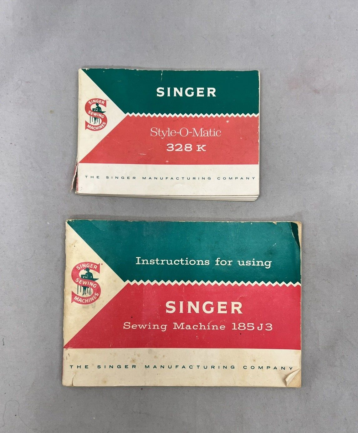 2 Vintage SINGER Sewing Machine Manuals Style-O-Matic 328K &185J3 1958