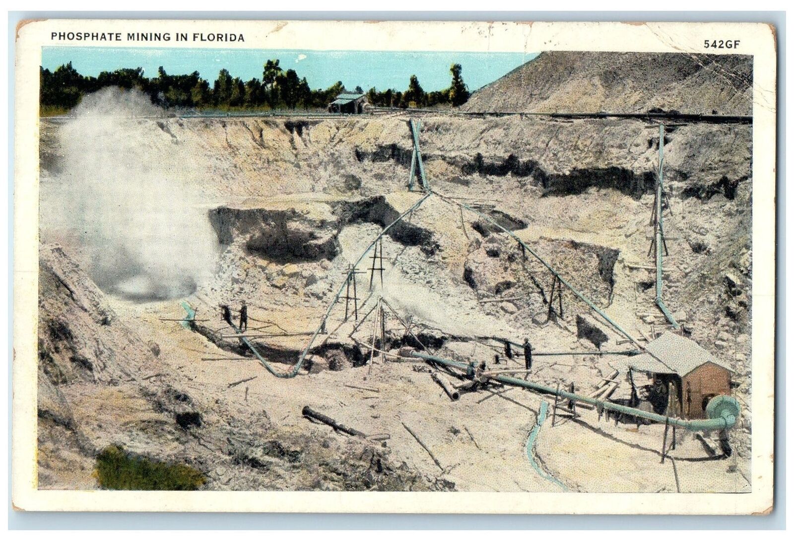 c1920\'s Phosphate Mining Miner Workers Blasting In Florida FL Unposted Postcard