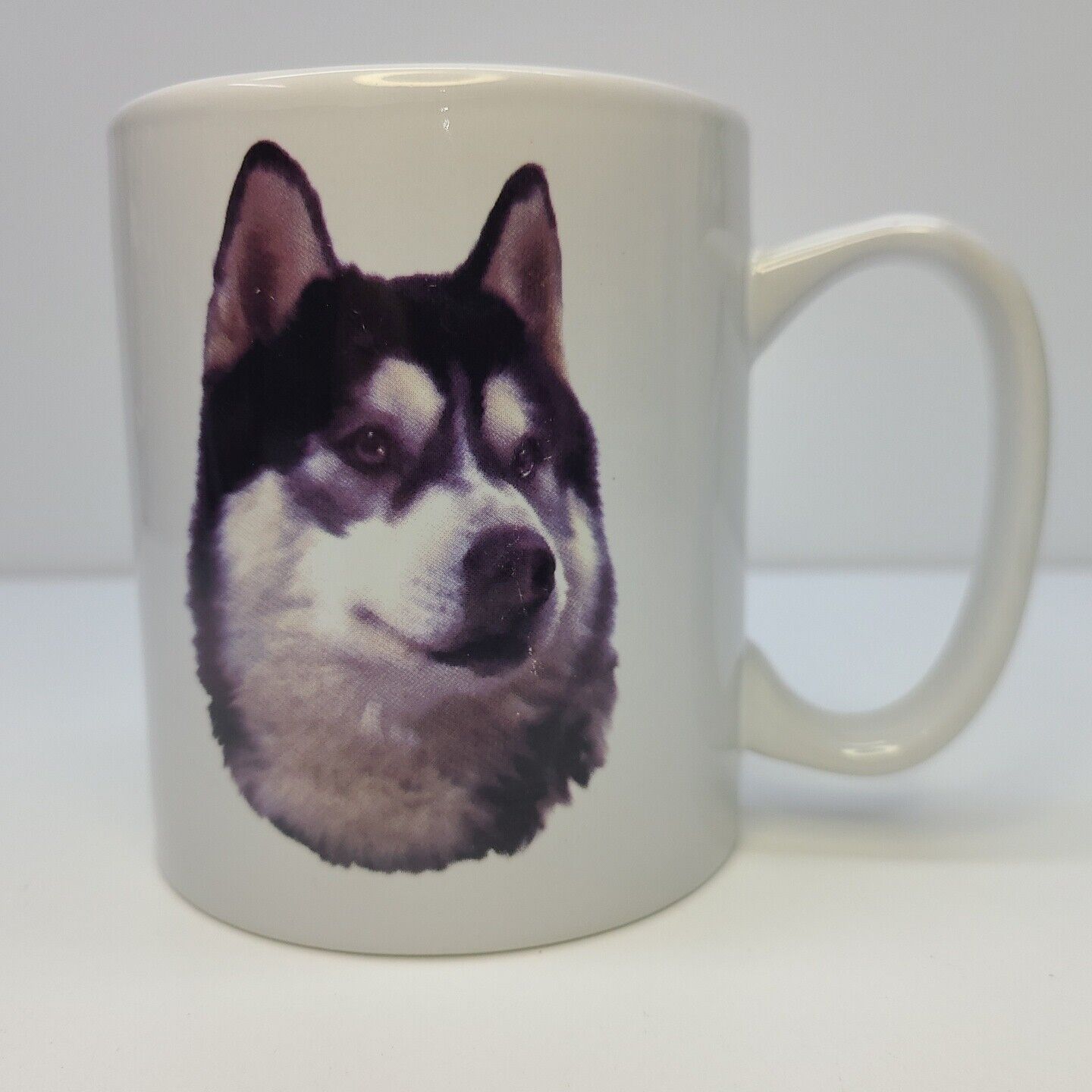 Siberian Husky Cup Coffee Mug Tea Beverage Bowwowmeows Vintage  White Dog Print