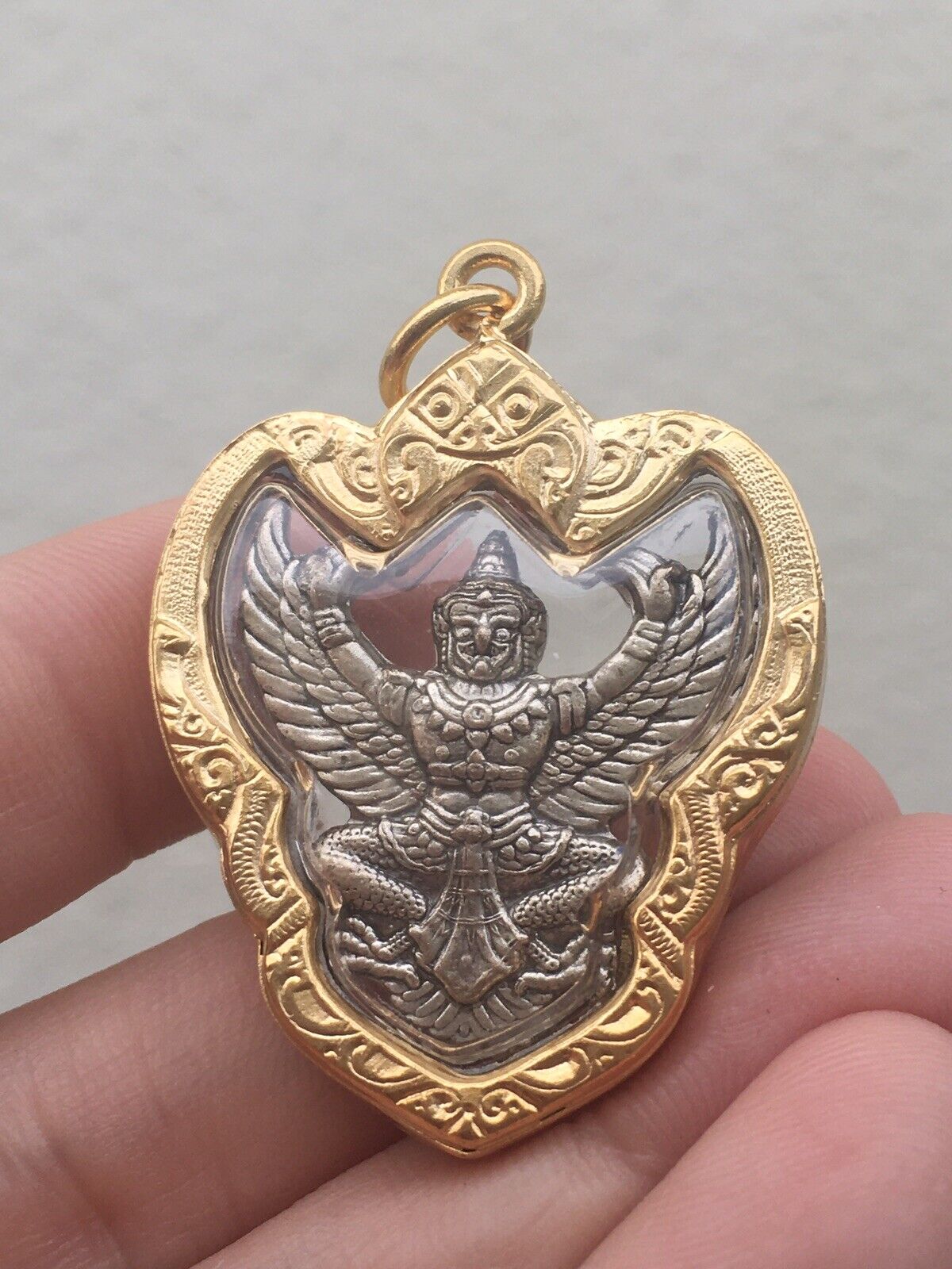 Gorgeous Mini Phaya Krut Bird Amulet Talisman Charm Luck Protection Vol. 701