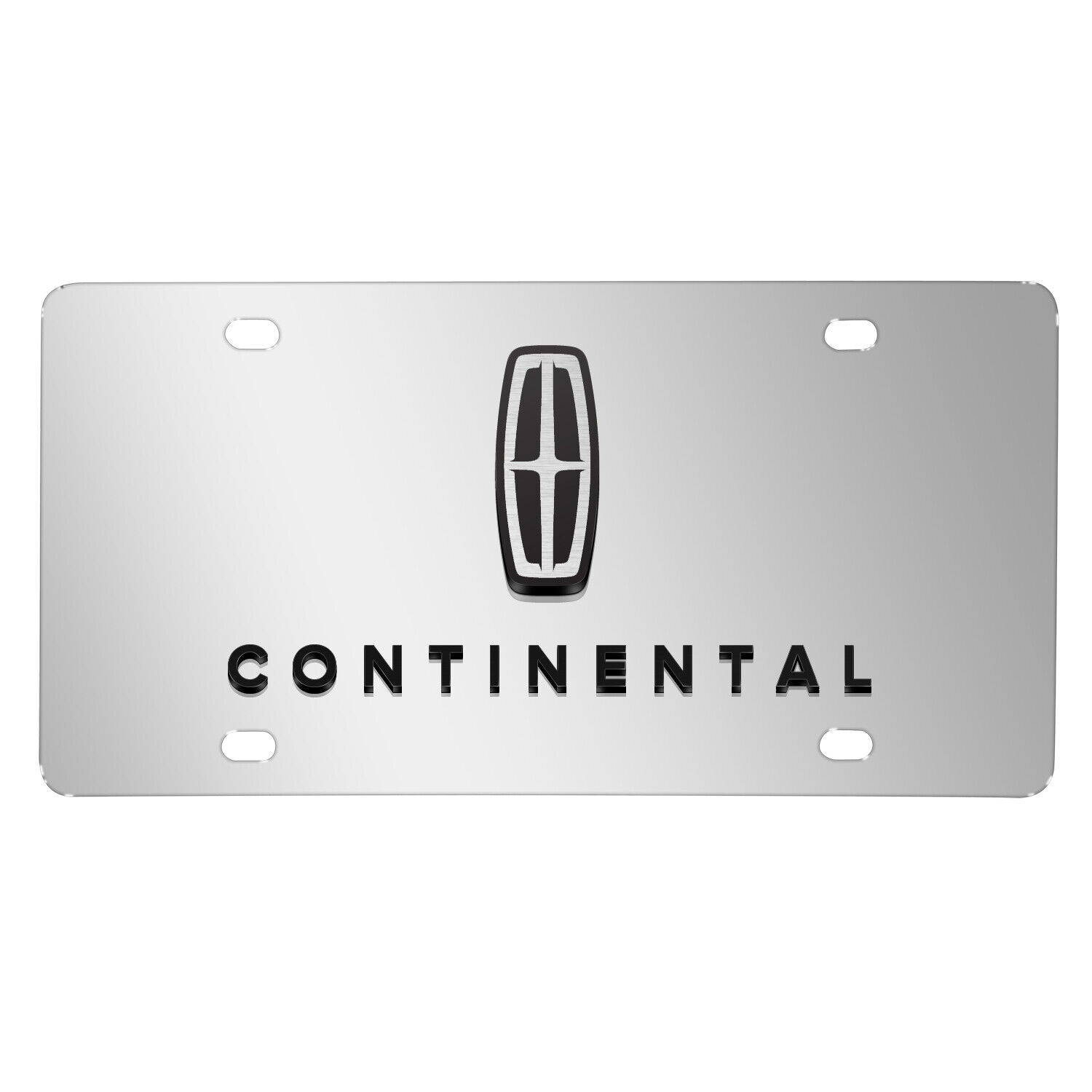 Lincoln Continental 3D Dual Logo Mirror Chrome Stainless Steel License Plate