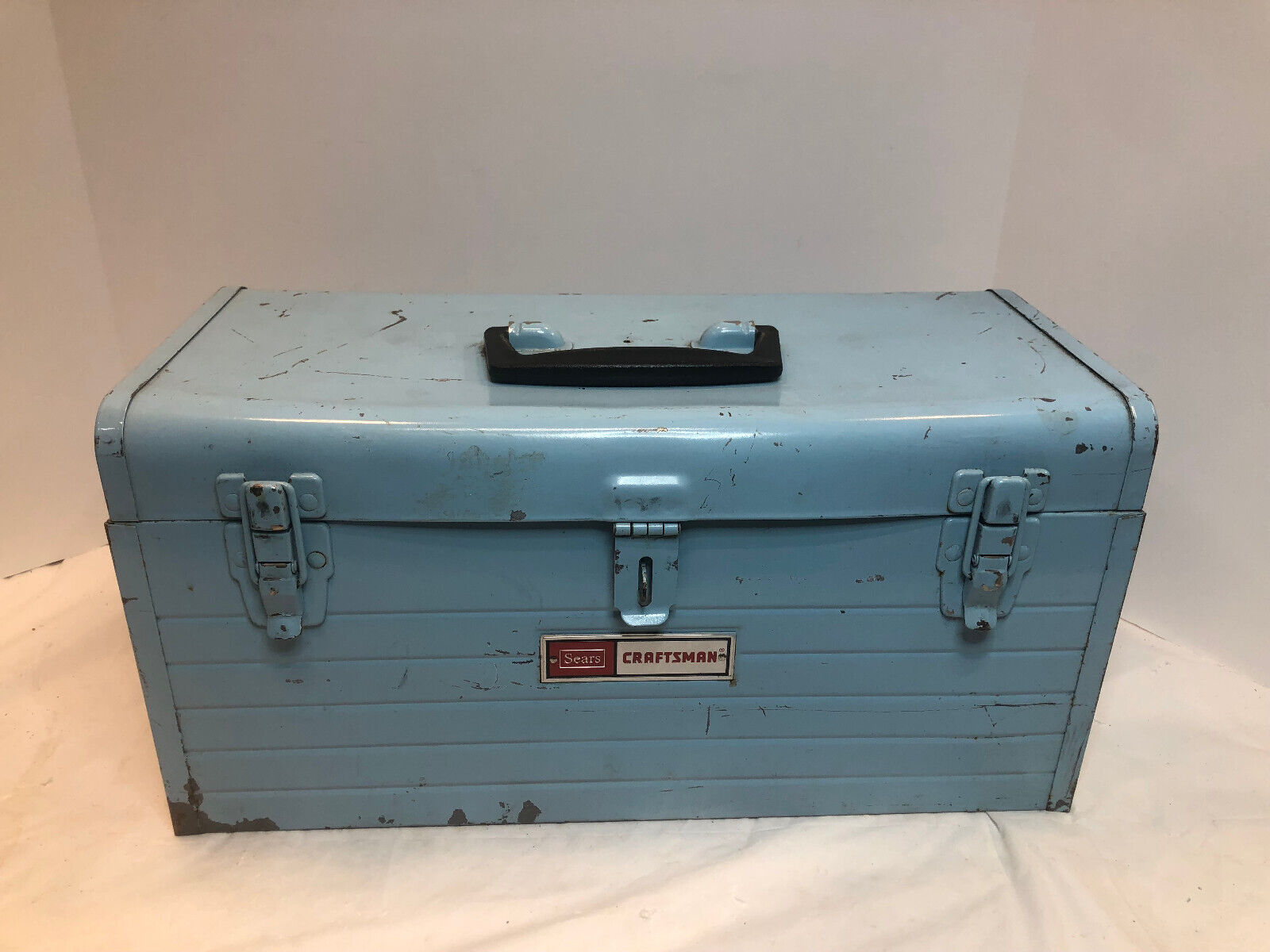 Vintage, Sears Craftsman Metal Tool Box Light Blue 18 x 8 x 9