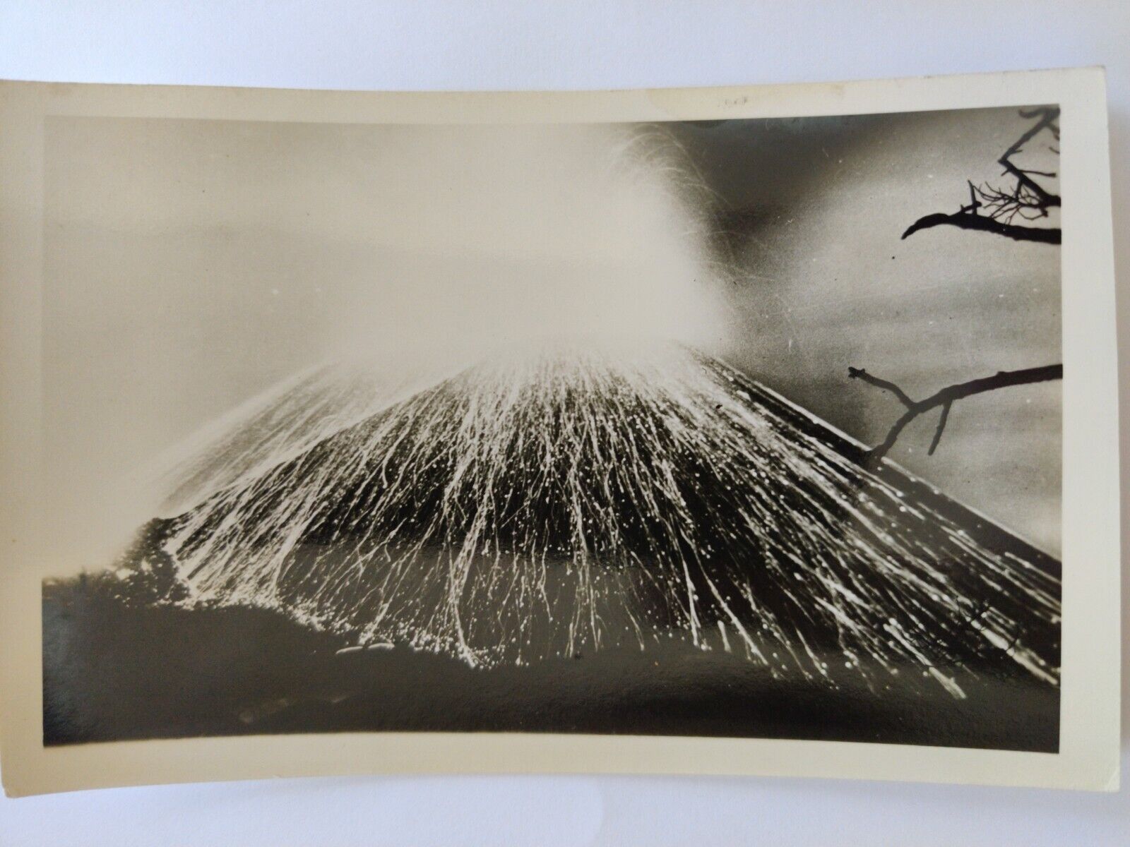 RPPC Postcard 1948 Paricutin Volcano Eruption Mexico lava night view EKC