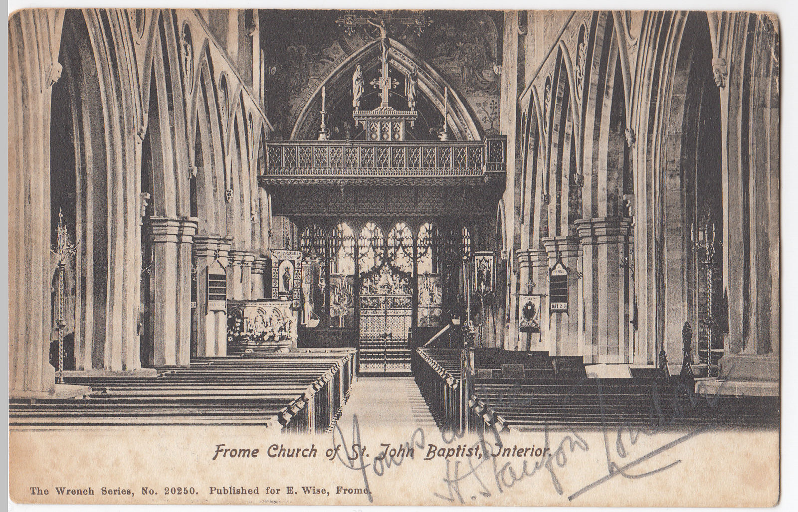 Frome Church St John Baptist, Interior, UK Vintage Postcard 1904 Wrench Series