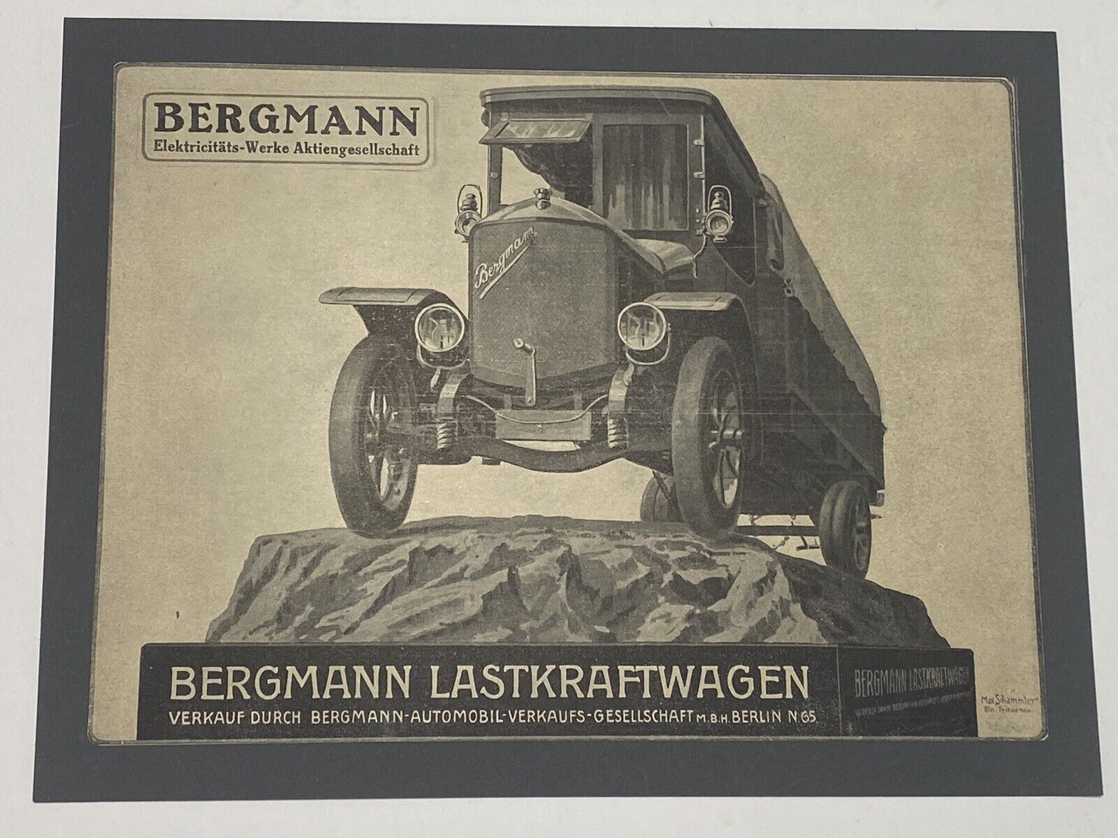 AMAZING German WW1 Advertisement Bergmann Lastkraftwagen Trucks Berlin