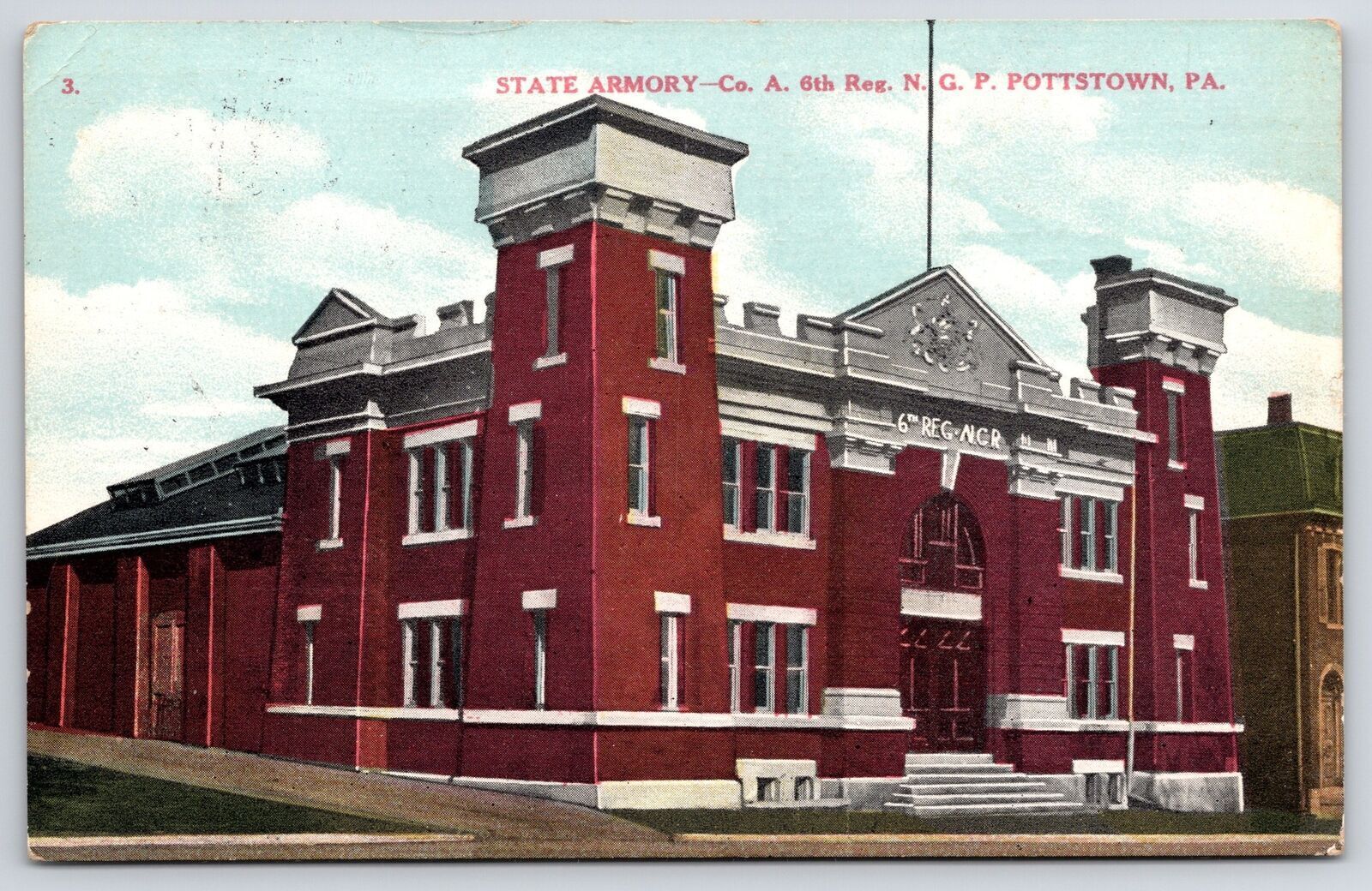 Pottstown PA-Pennsylvania, 1909 State Armory N. G. P.  Entrance Vintage Postcard