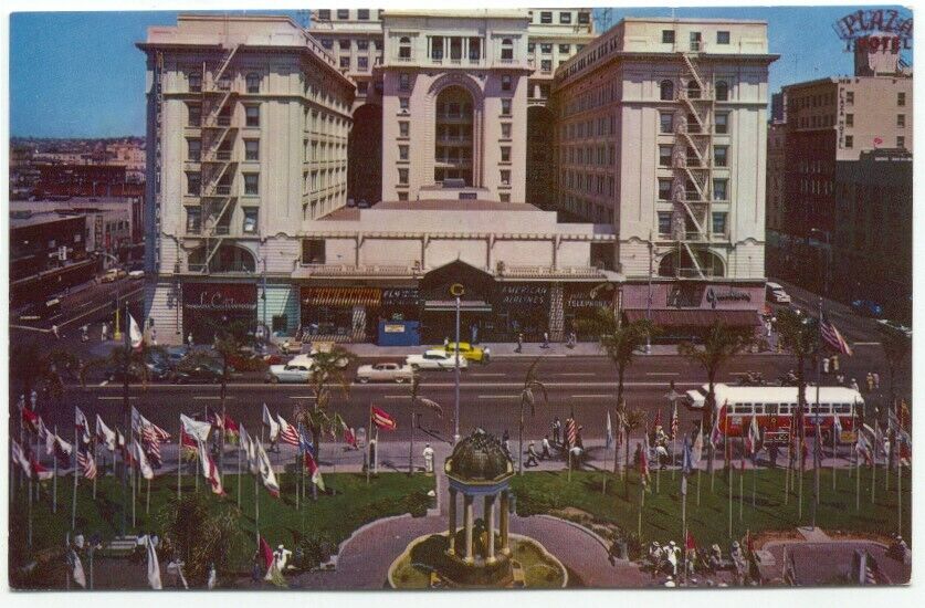 San Diego CA Downtown Plaza & U.S. Grant Hotel Vintage California Postcard