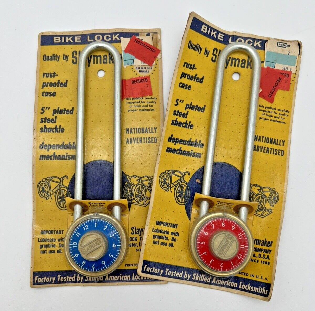 Vintage Slaymaker Bike Lock - Rust Proofed Combination - new sealed THE BLUE ONE