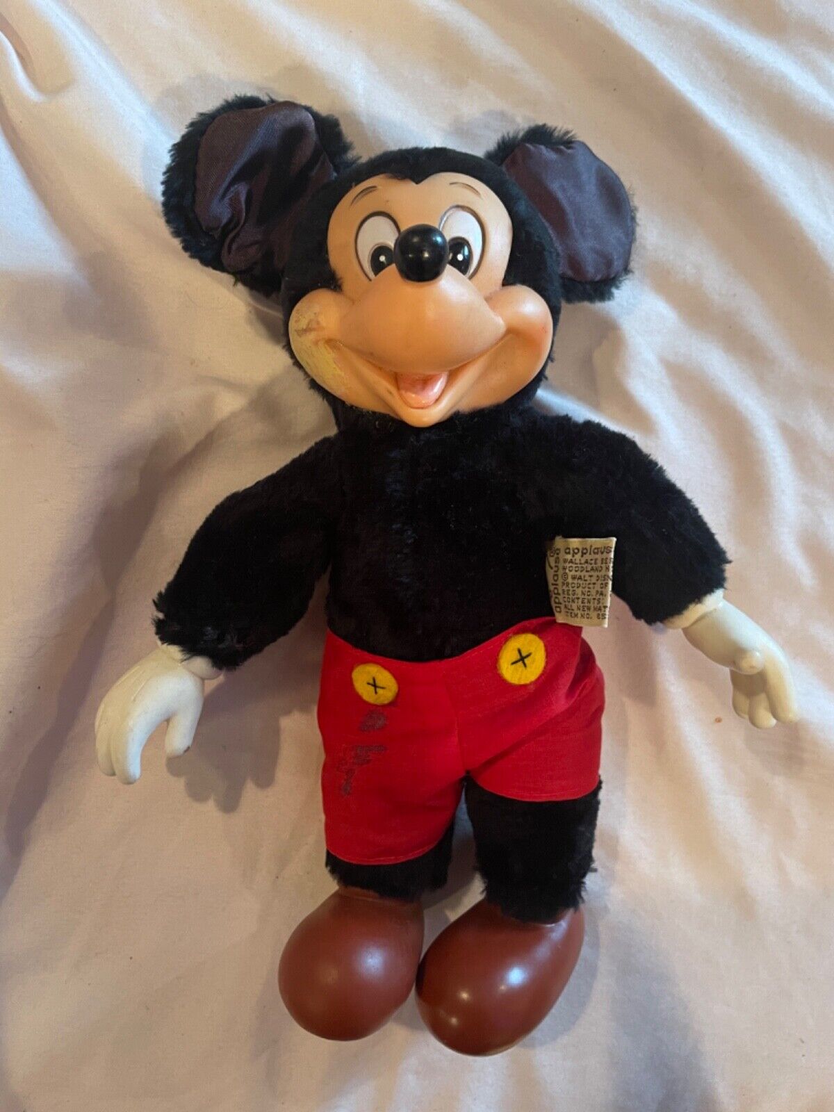 Vintage Applause Mickey Mouse Disney Plush Toy Hard Plastic Face Hands Shoes