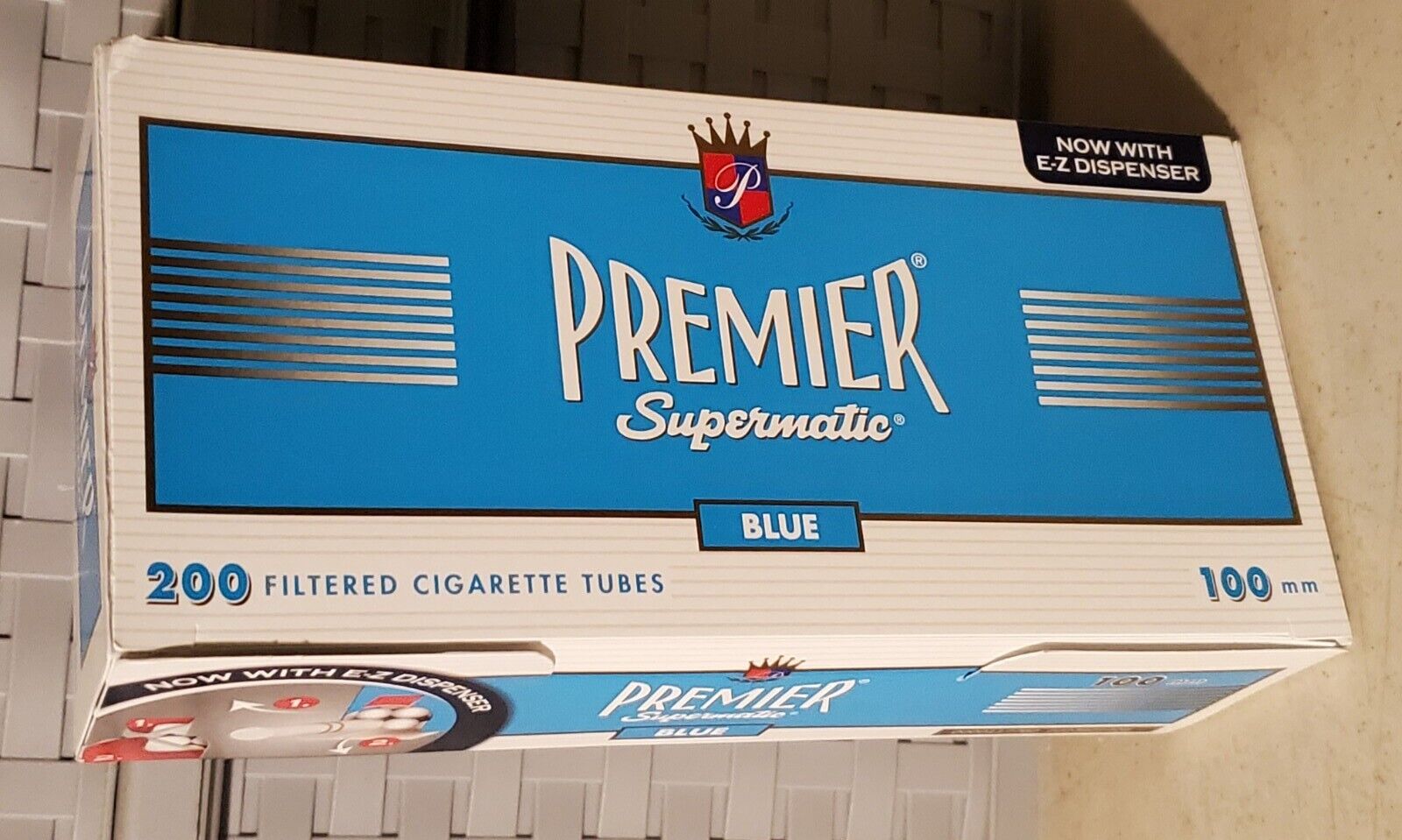 New Very Nice Premier Supermatic 100mm Blue Cigarette Filter Tubes 1 Box Of 200