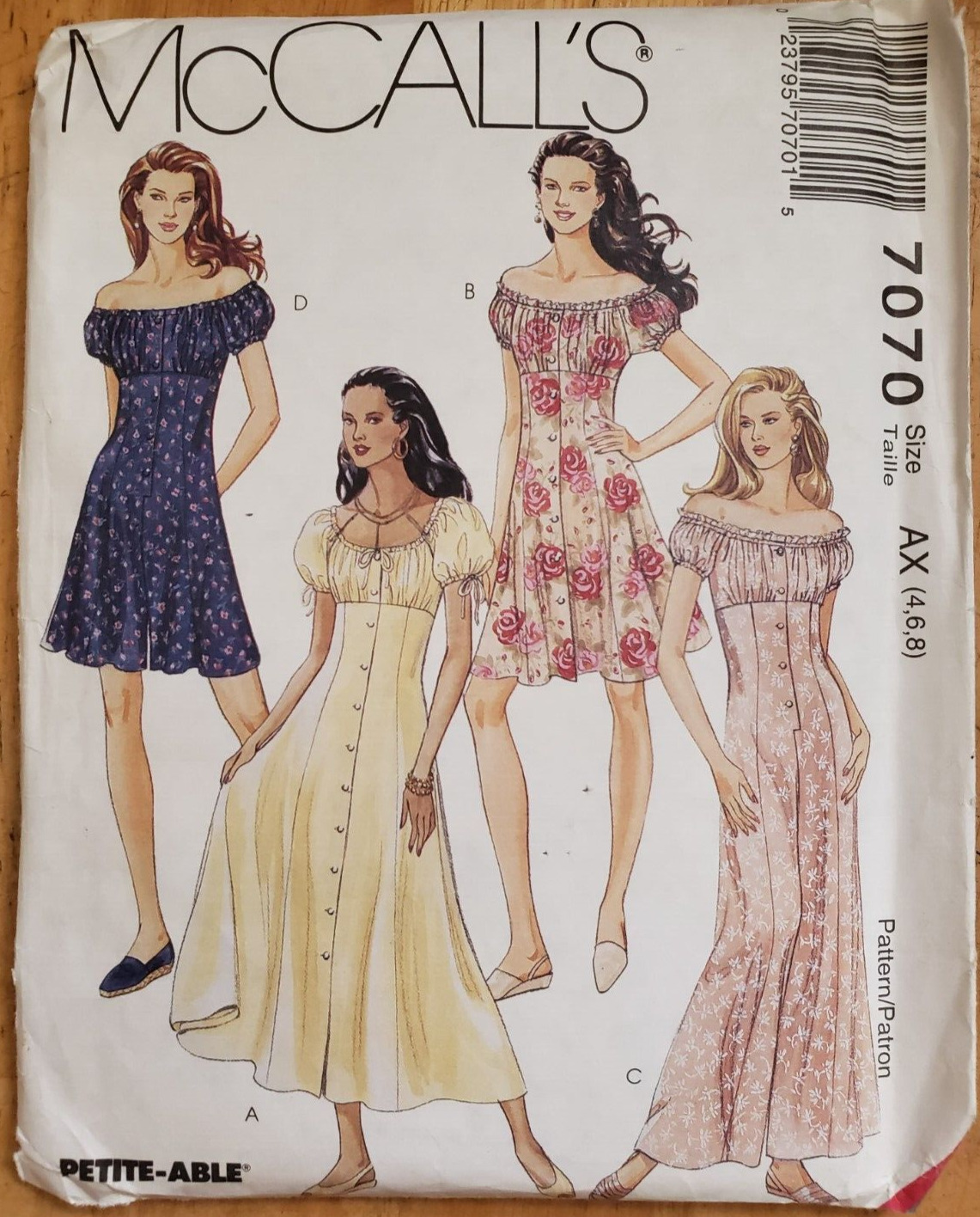 Vintage 1994 McCall's Pattern 7070 Dress Jumpsuit Gathered Bust Shoulder 4, 6, 8