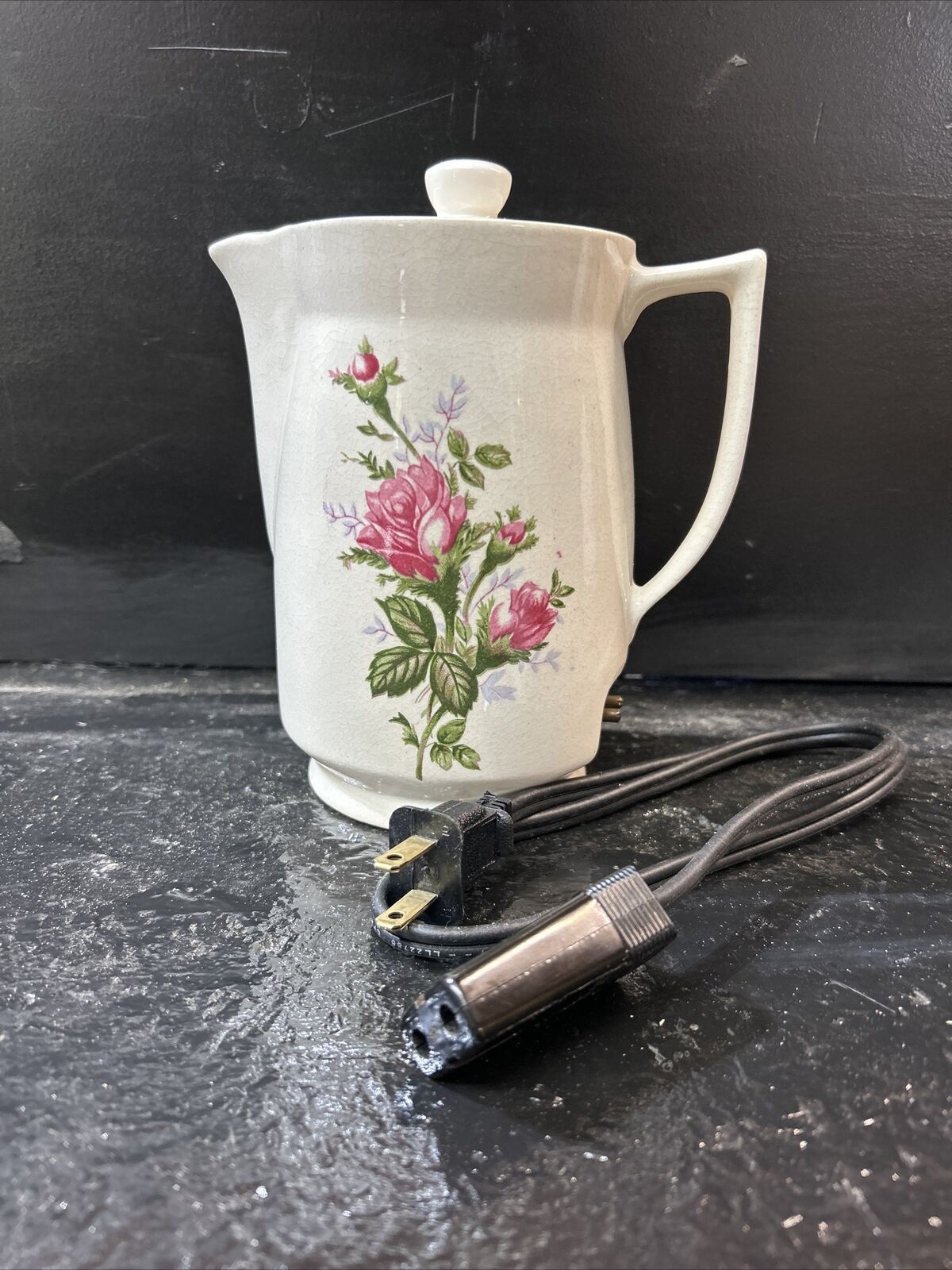 Vintage Ceramic Electric Teapot Floral Pattern Japan EUC Works Great 