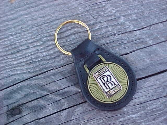 ROLLS ROYCE ANTIQUE GOLD LEATHER KEY FOB NOS CUSTOM-MADE UNIQUE CLASS & QUALITY