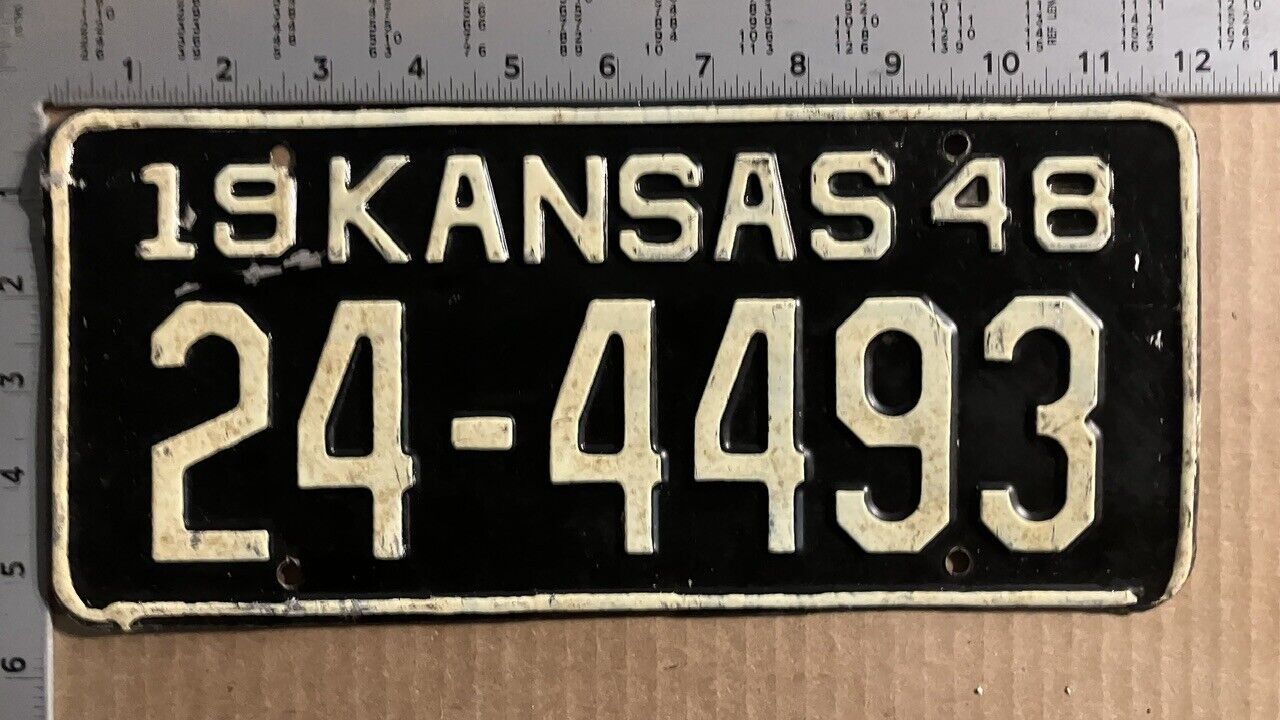 1948 Kansas license plate 24-4493 YOM DMV Allen Ford Chevy Dodge 14470