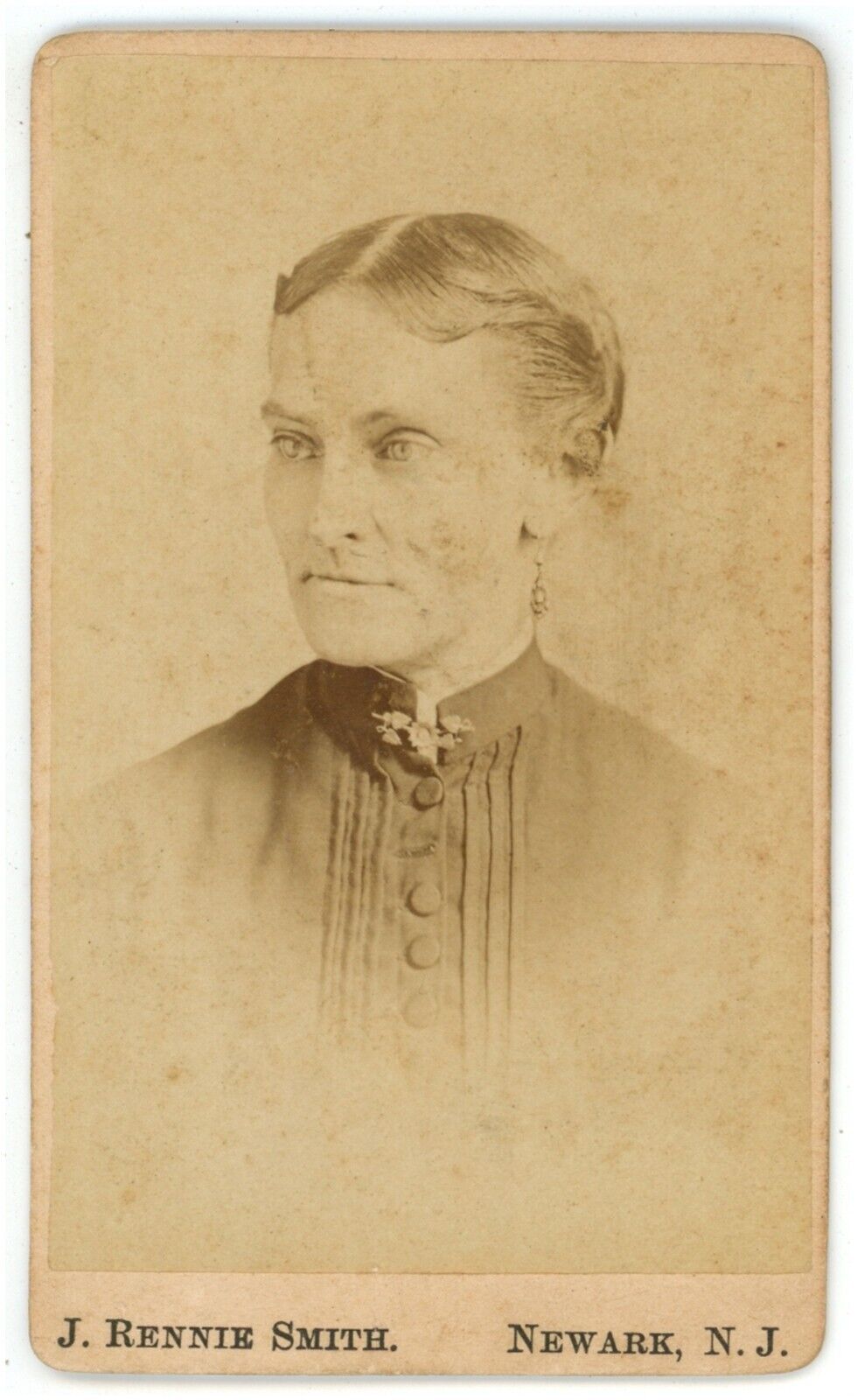 Antique CDV Circa 1870s J. Smith Lovely Older Woman Kind Eyes Newark New Jersey