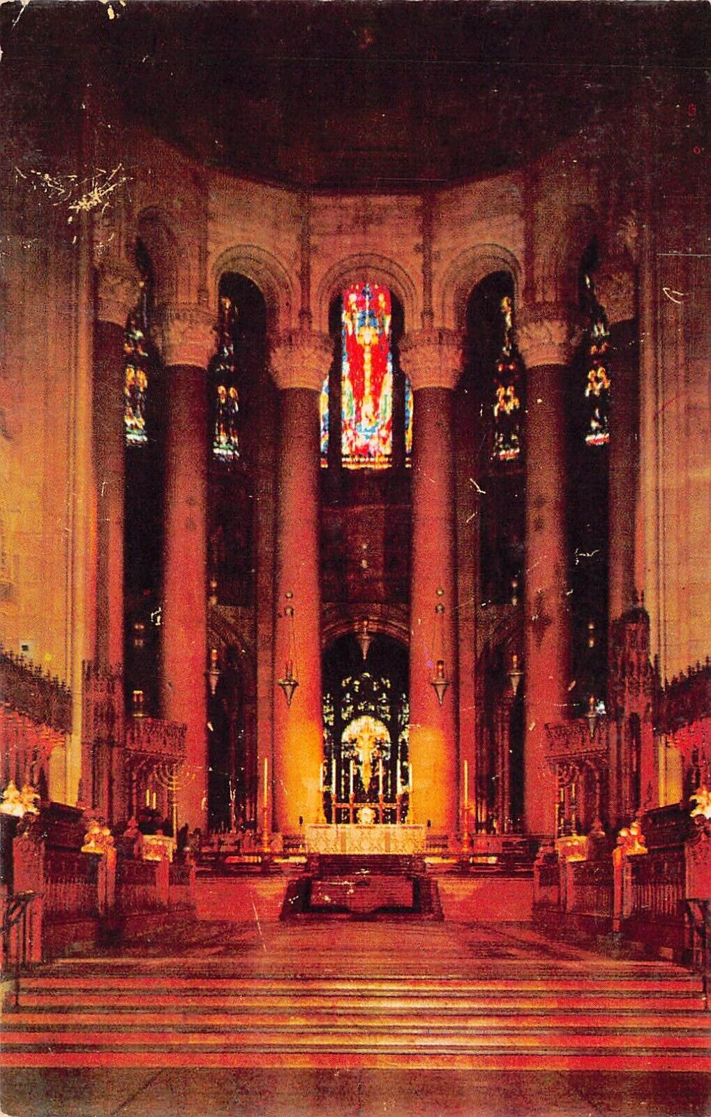 New York City NY Cathedral Church of St John the Devine Altar Vtg Postcard A7