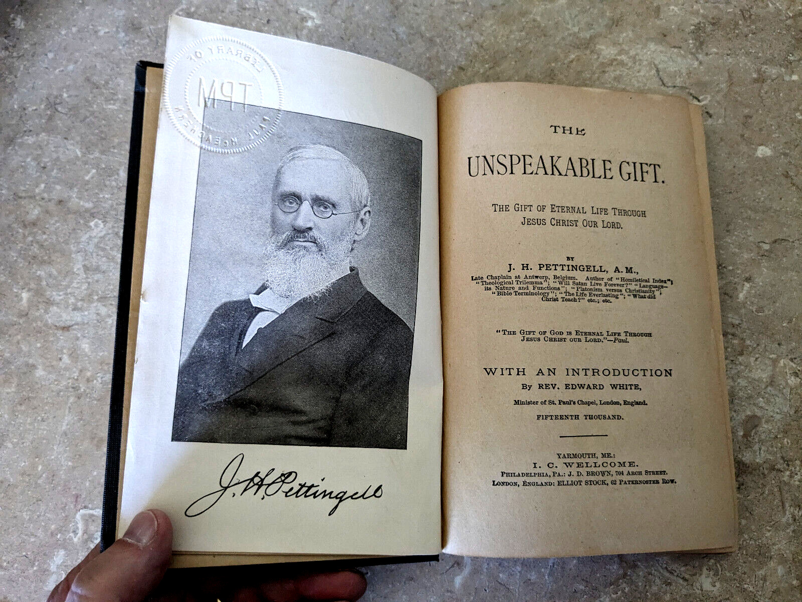 1884 The Unspeakable Gift J.H. Pettingell The Gift Of Life 1st Ed 