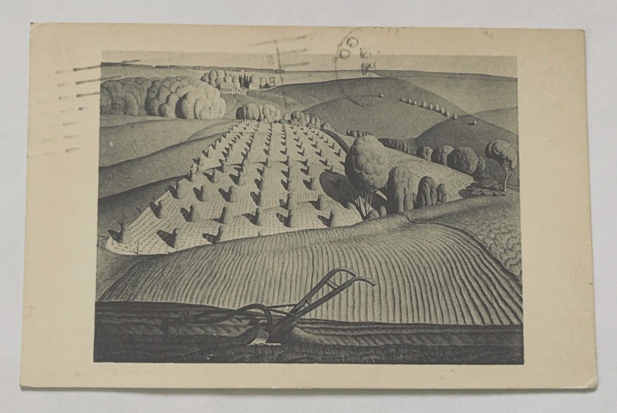 Fall Plowing 1931 Grant Wood, Art Institute of Chicago Vintage Postcard PM1947