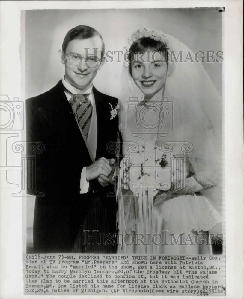 1954 Press Photo Wally Cox marries Patricia Benoit on \