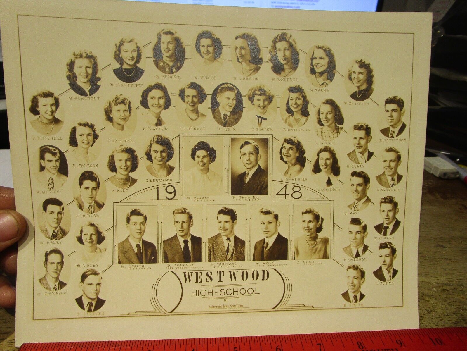 ANTIQUE OLD PHOTO PICTURE Westwood High School Massachusetts Senior Class 1948