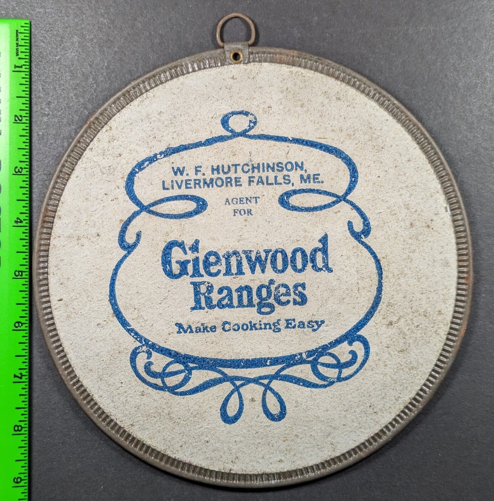 Antique 1910s-20s Glenwood Ranges Livermore Falls Maine Advertising Trivet