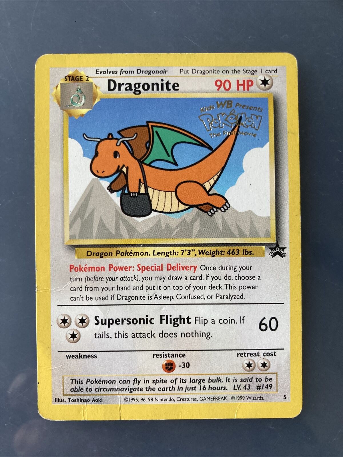 Pokémon Dragonite Rare 1999 Film Black Star Promo Card