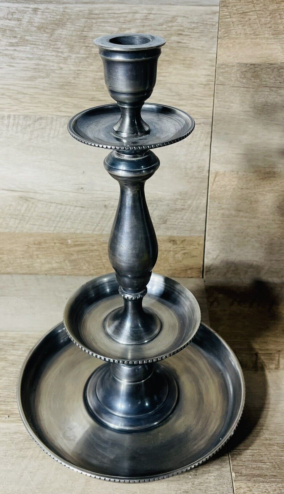 August Haven Peititfour French Style Candlestick 12” Tall Silver Tone
