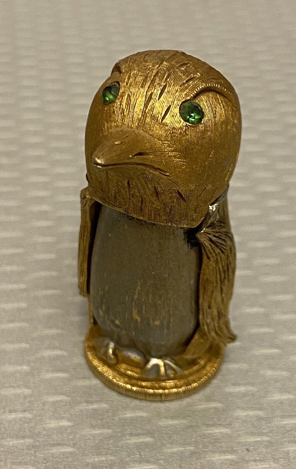 vintage Rosenfeld Florenza Penguin Lighter figural bird green rhinestone eyes 2\