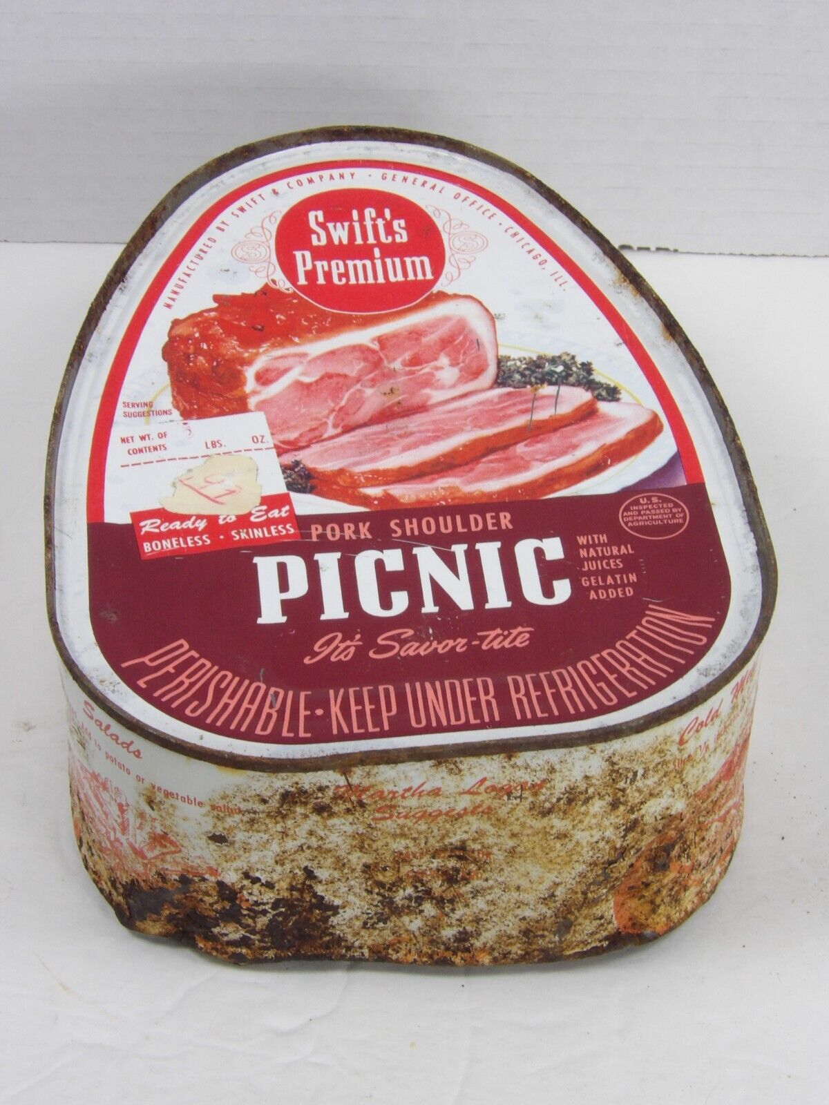 Vtg Swift\'s Ham Tin Can Restaurant Kitchen Display Prop Farmer Picnic Pork Pig