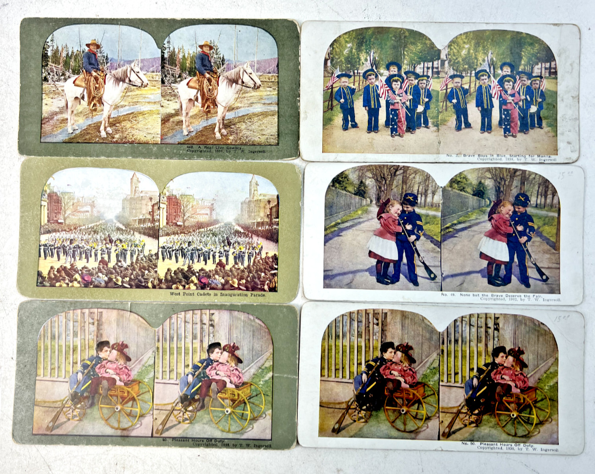 Antique 1898-1902 T.W. Ingersoll Stereoscope Viewer Cards - Lot of 6