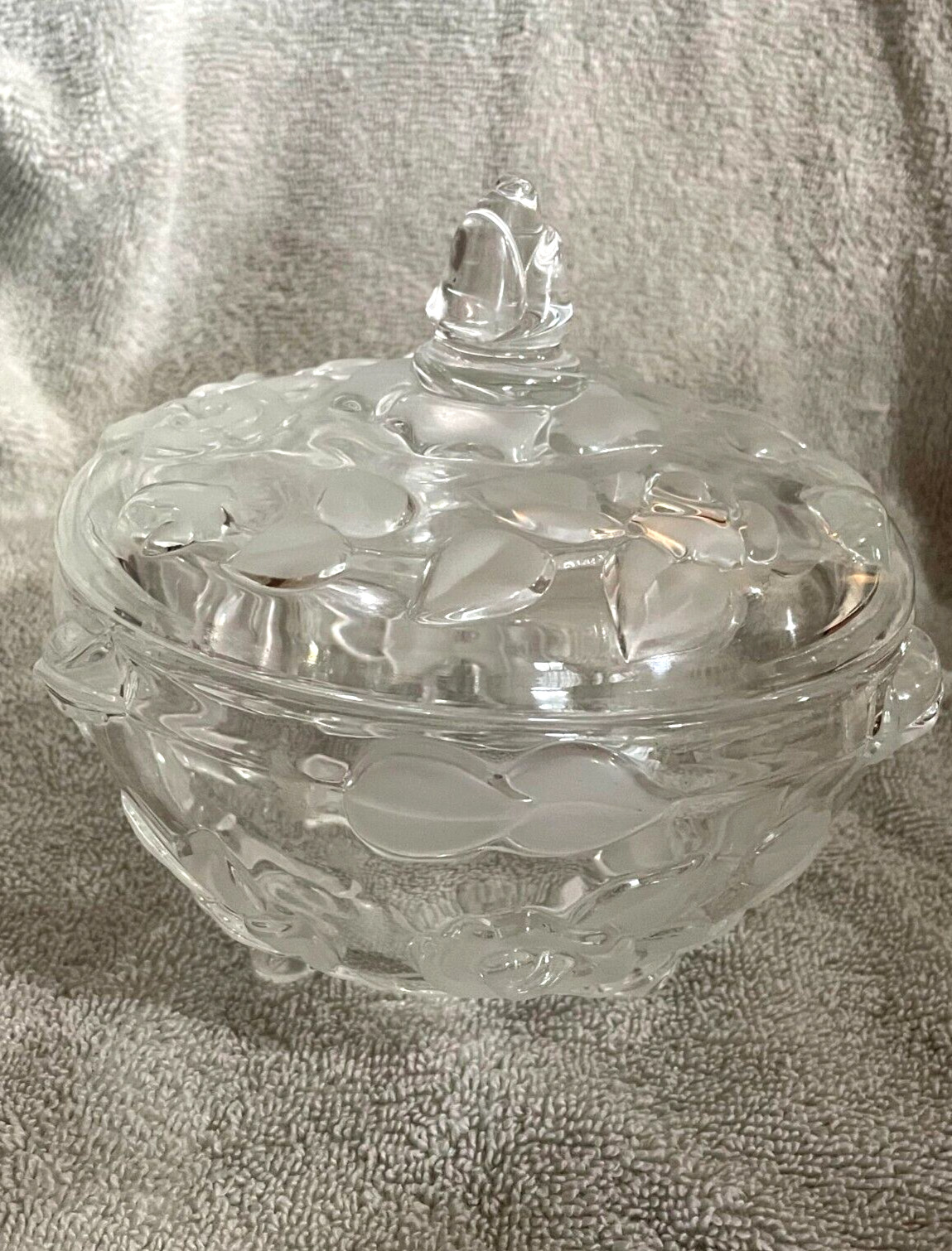 VINTAGE WALTHER GLASS CANDY DISH WITH LID
