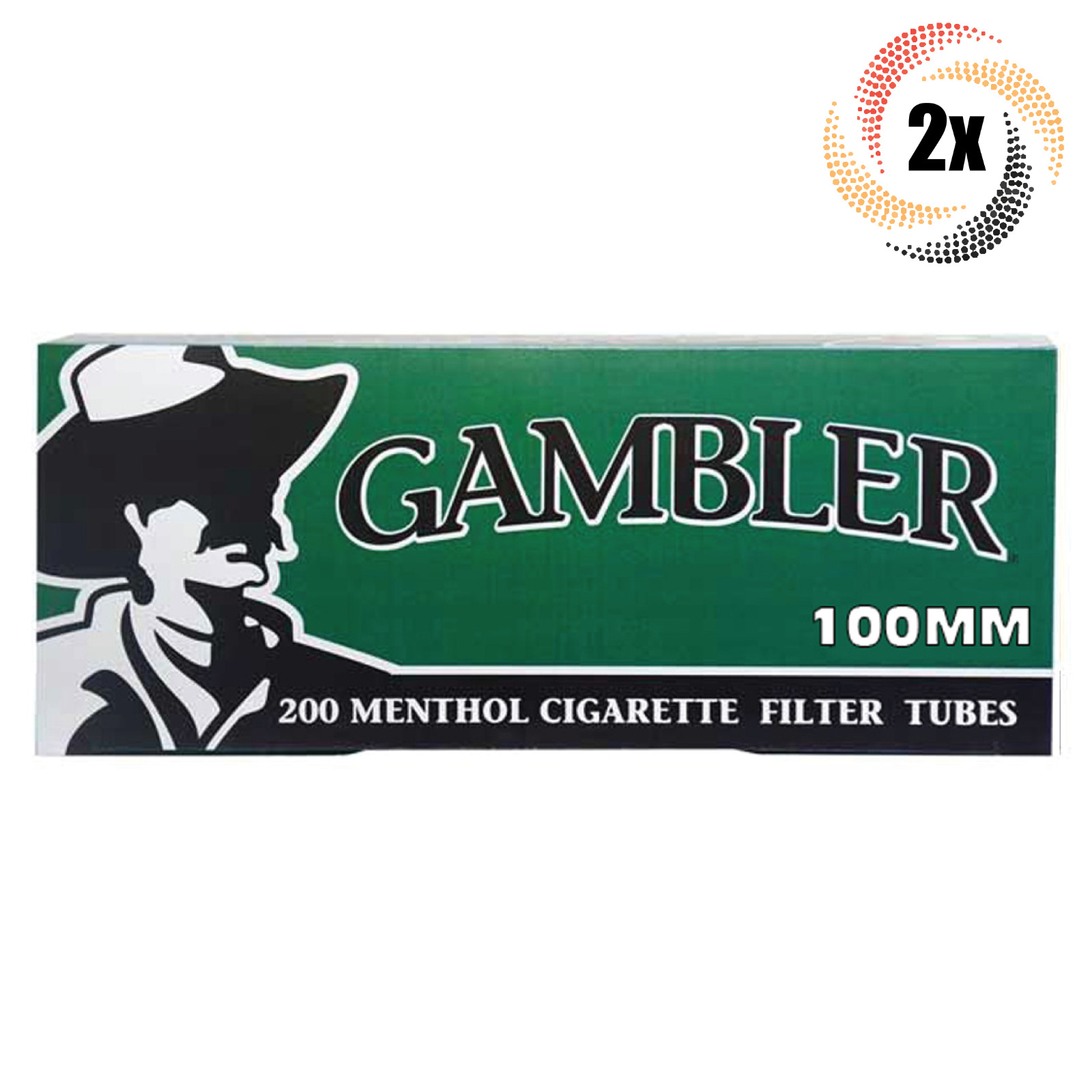 2x Boxes Gambler Green Menthol 100MM 100's ( 400 Tubes ) Cigarette Tobacco RYO