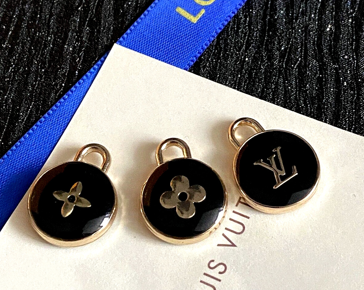 Lot of 3 Designer Louis Vuitton LV Button Zipperpull Double-sided 15 mm 0,59 in