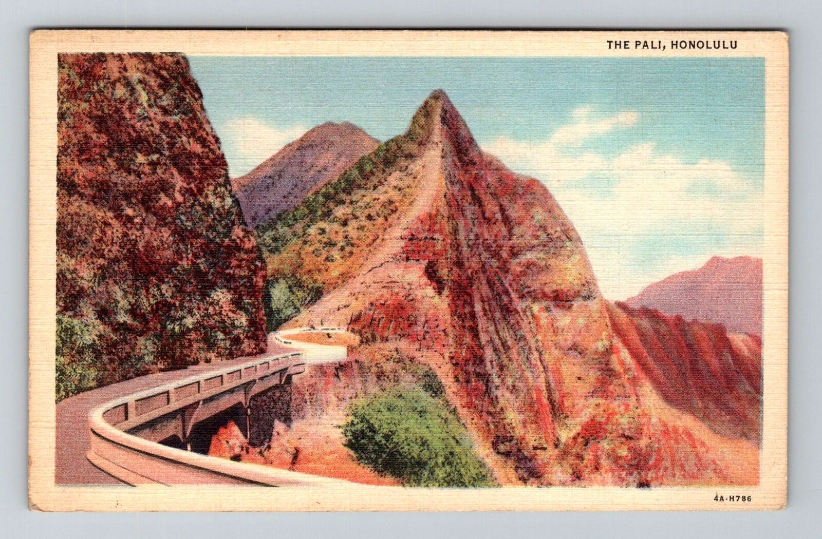 Honolulu HI-Hawaii, The Pali, Scenic Road View, Vintage Postcard