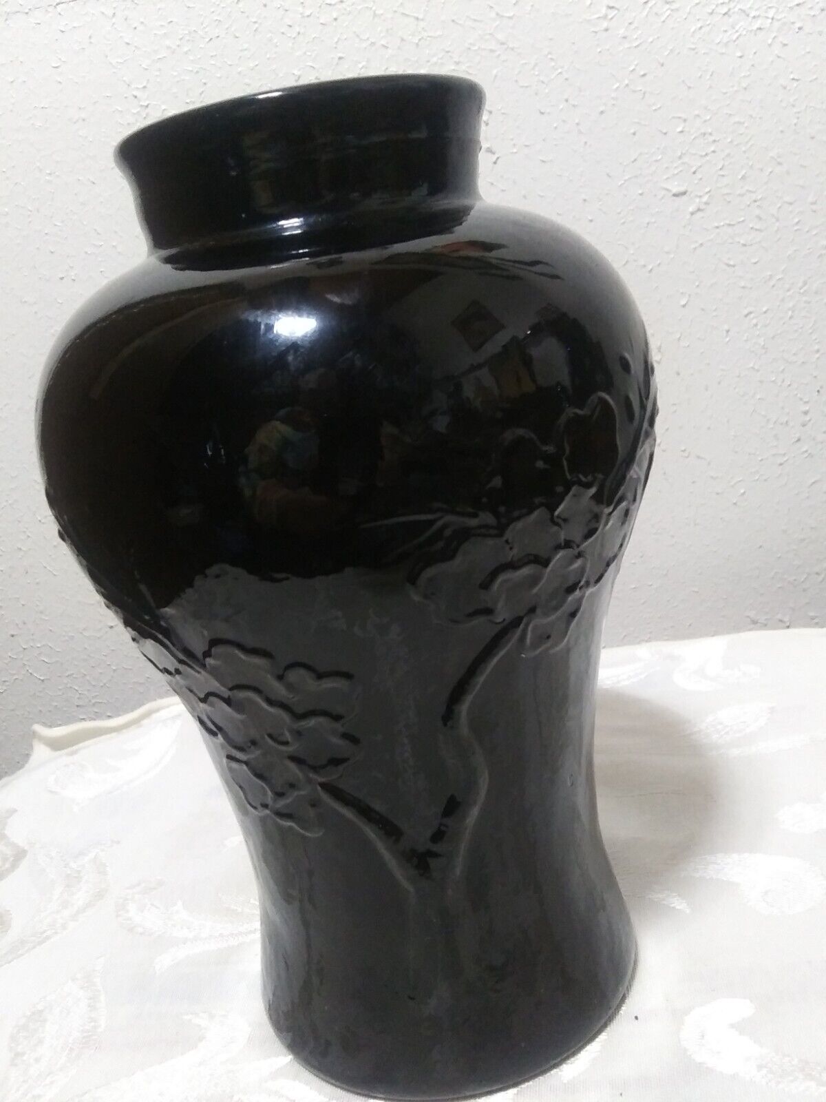Vintage Black Amethyst Glass Vase Vintage