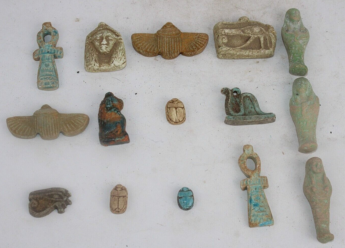 COLLECTION of 15 RARE ANCIENT EGYPTIAN PHARAONIC ANTIQUE Amulets (Egypt History)