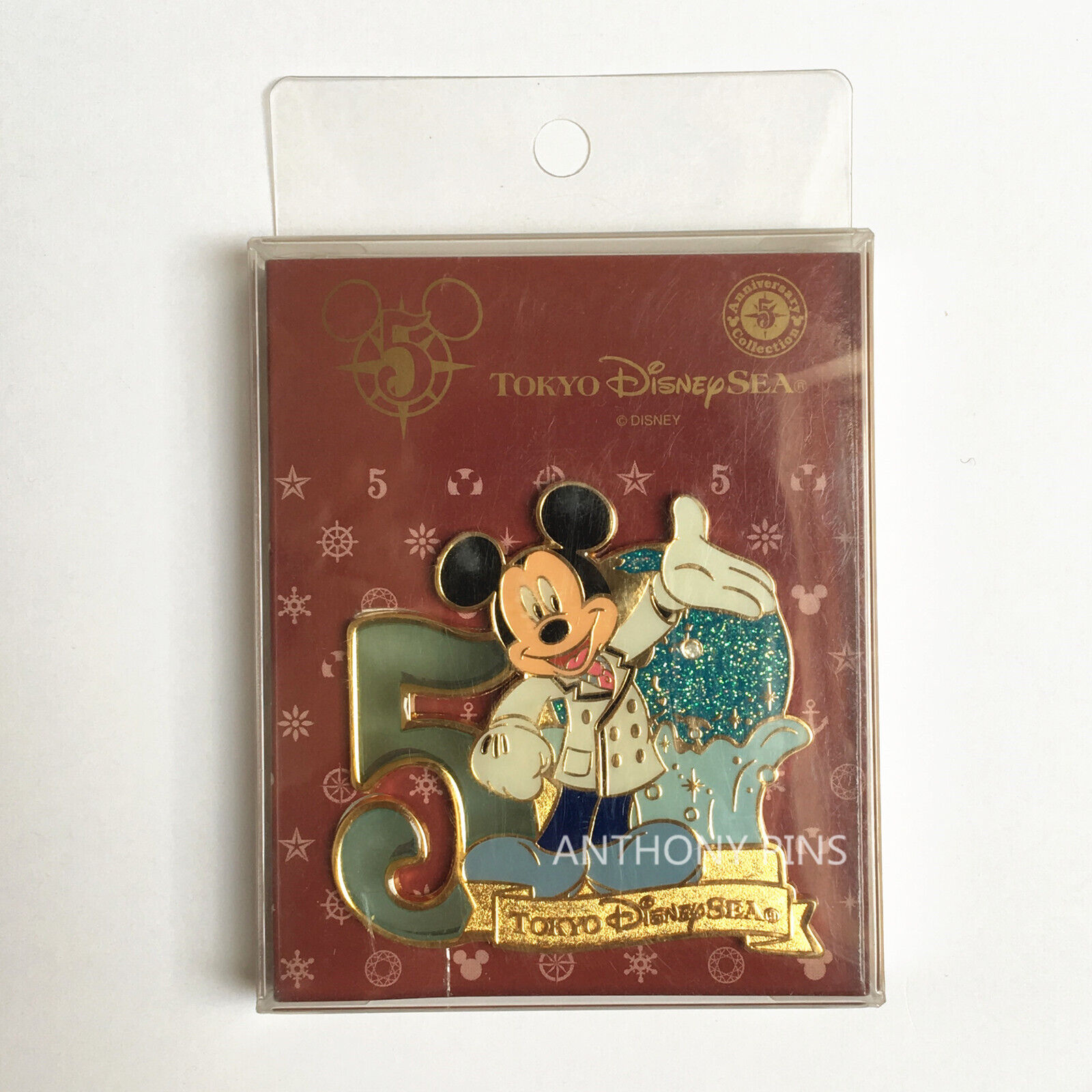 Disney Pins Tokyo Tokyo Disney Sea 5th Anniversary Jumbo Pin Mickey Mouse Rare