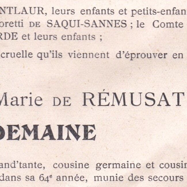 Jeanne Gabrielle Marie De Rémusat Roger Girard Du Demaine Les Vignères 1907