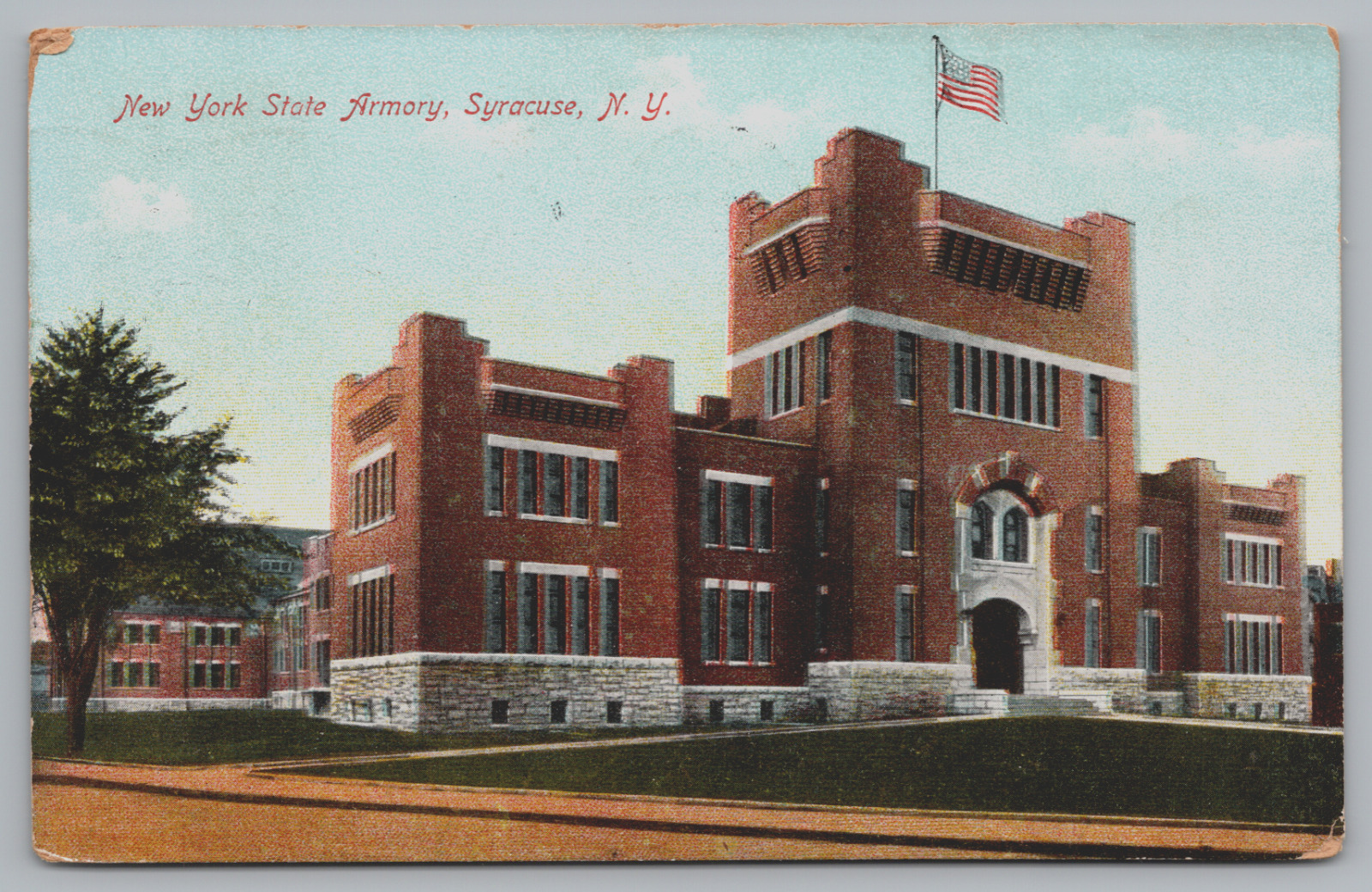 Postcard New York State Armory Syracuse New York Postmarked 1909