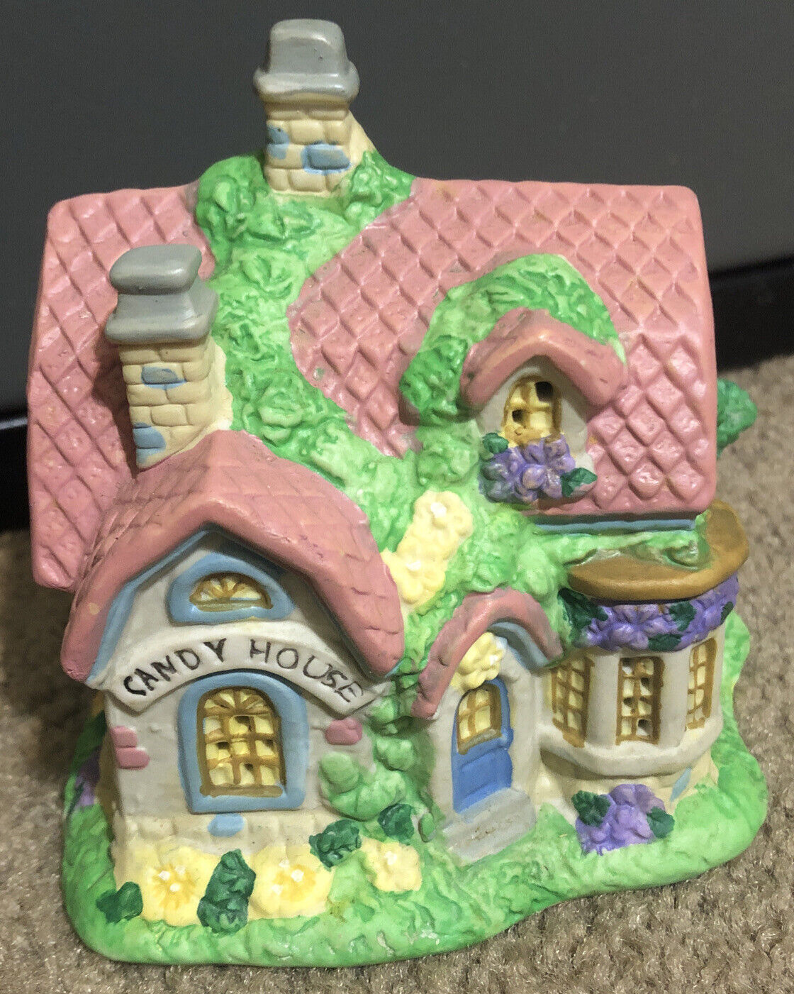 Vintage Easter Village Candy House Ceramic Figure. Can Be Lit Up