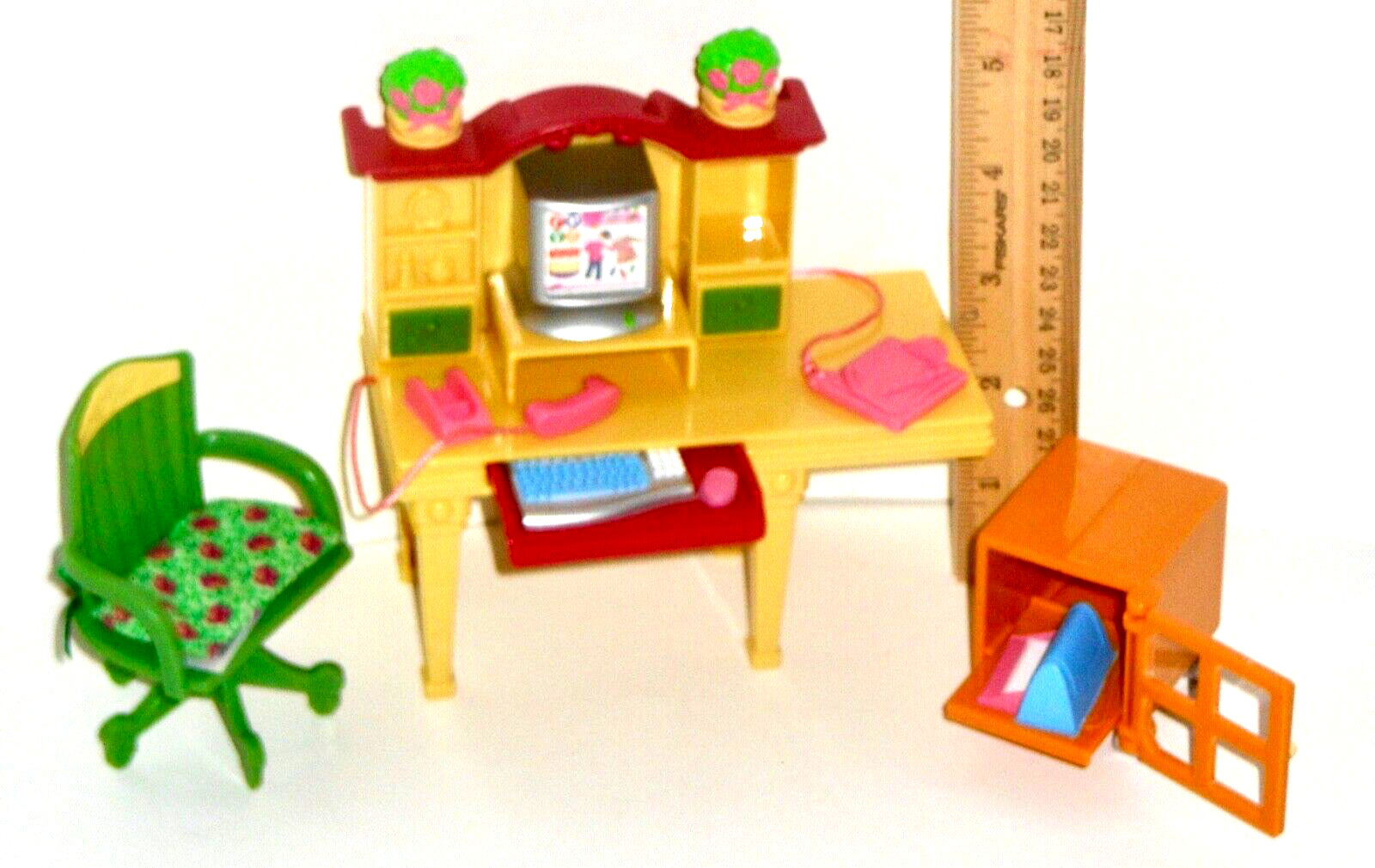 $ 9 OFF ~ Fisher Price Loving Family Office Computer Desk, Chair & Printer Cart
