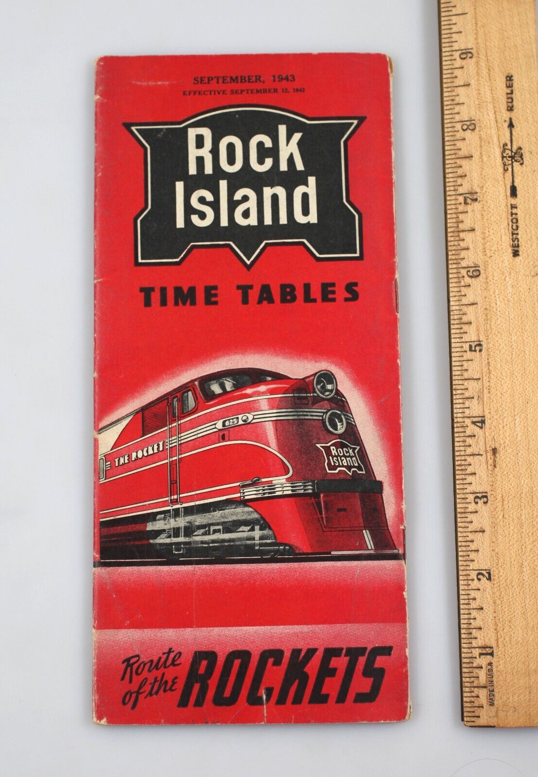 Vintage Wartime 1943 Rock Island Timetable Route of the Rockets