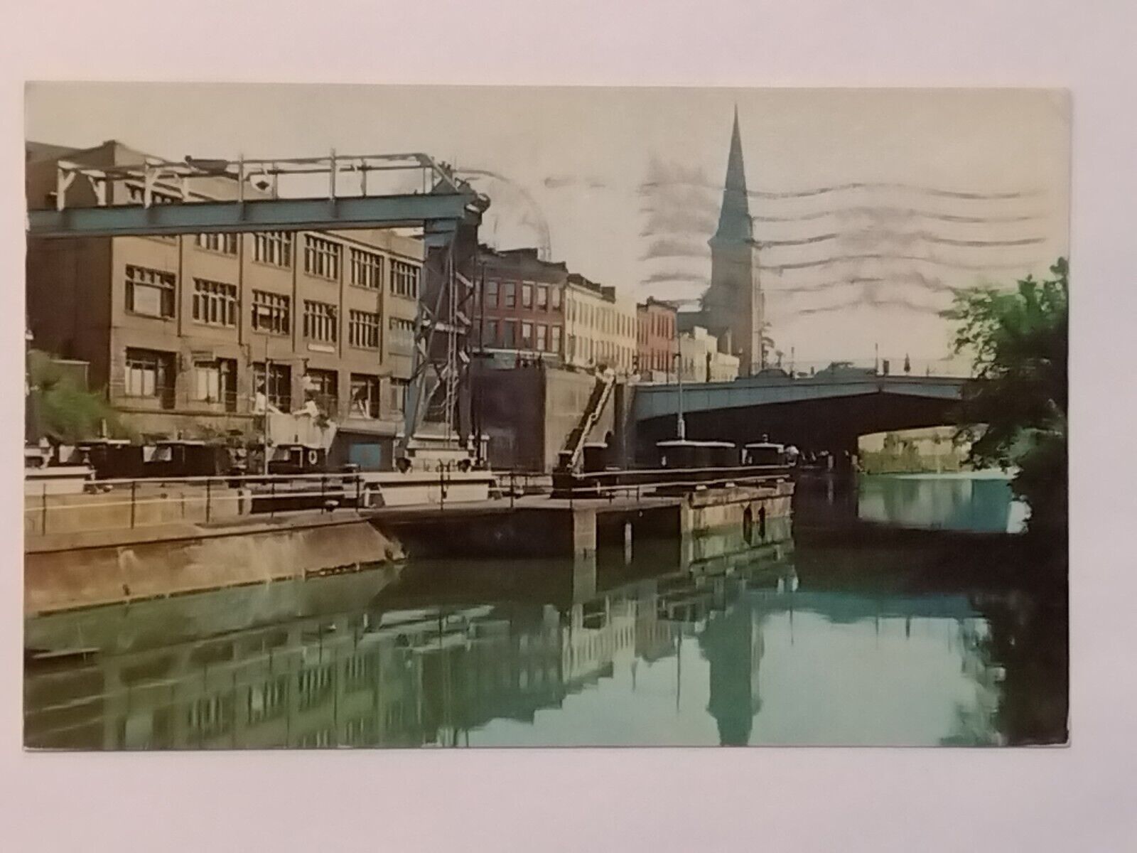 Erie Barge Canal At Lockport New York Postcard 1959