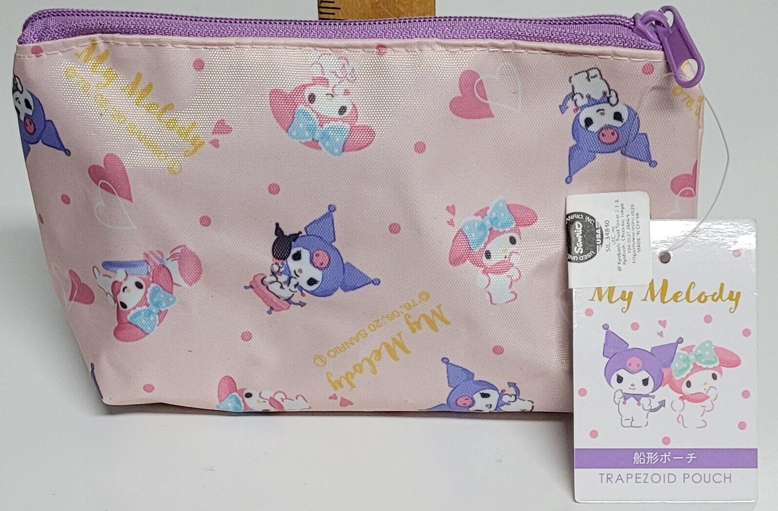 Brand New My Melody & Kuromi Trapezoid Cosmetic All-Purpose Pouch approx.7\