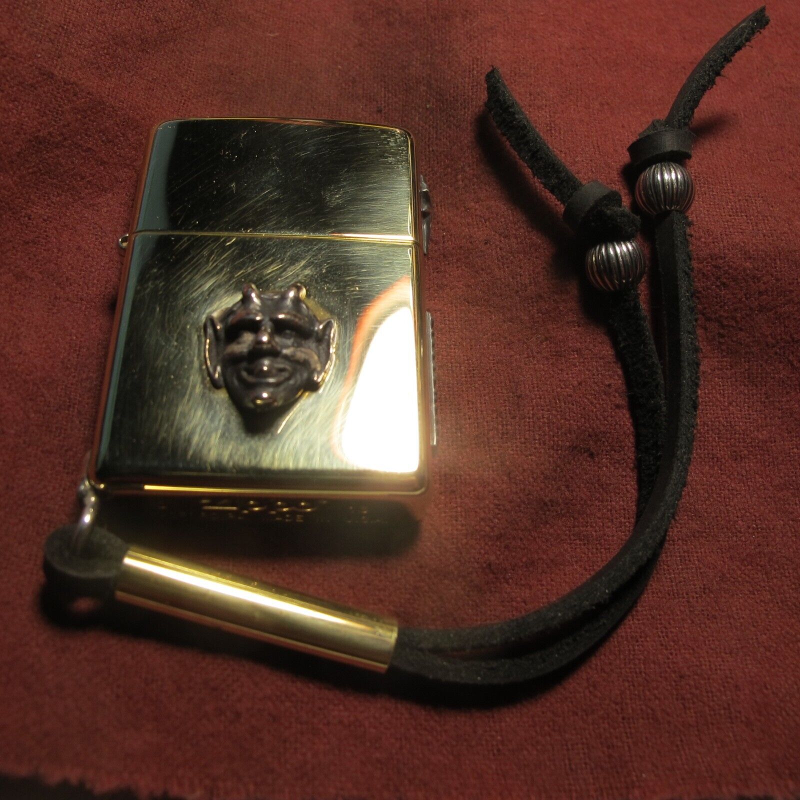 JOLLY REBELS Custom MADE Brass & STERLING SILVER  DEVIL - Lusifer  Zippo Lighter
