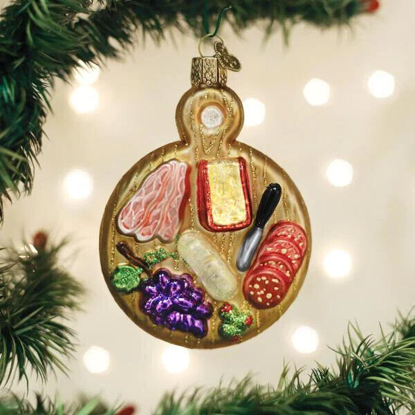 Charcuterie Board Old World Personalized Glass Christmas Ornament