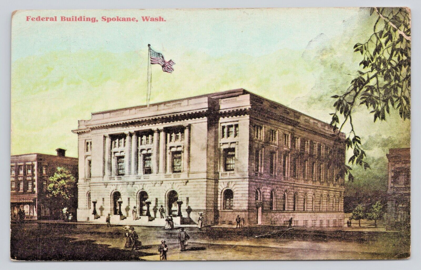 Postcard Spokane Washington WA Federal Building 1910