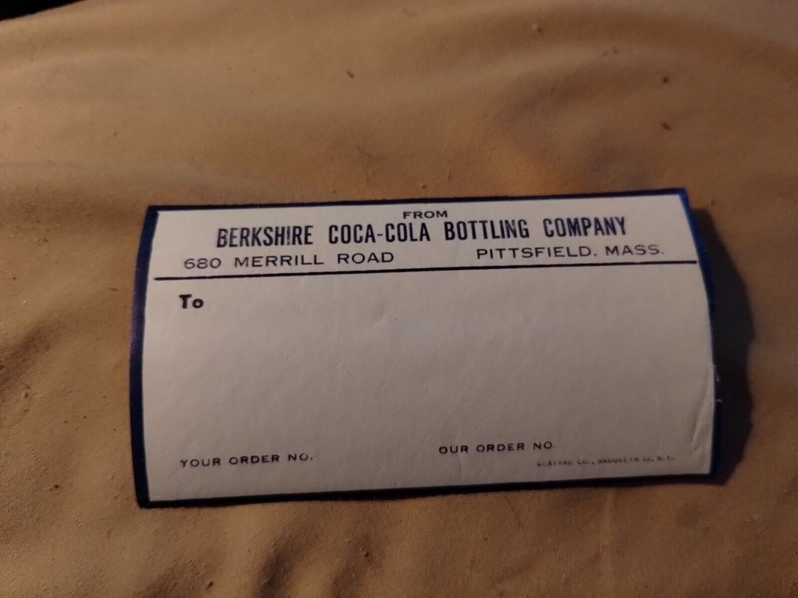 Vintage Label Berkshire Coca-Cola Bottling Company Pittsfield Mass Rare